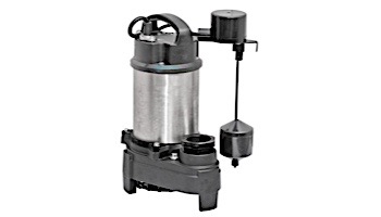 Superior Pump Submersible Sump Pump | 1 HP Stainless Steel | Side Discharge with Vertical Float Switch | 25' Cord and 25' Nylon Rope | 92159