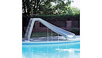 Inter-Fab White Water Pool Slide | Right Curve | Tan | Thermo Plastic Tan Handrails and Legs | WWS-CRT-A-SS-TPC-T