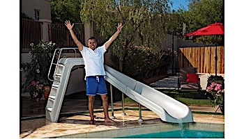 Inter-Fab White Water Pool Slide | Right Curve | Tan | Thermo Plastic Tan Handrails and Legs | WWS-CRT-A-SS-TPC-T