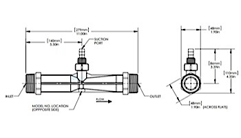DEL #1583-A Mazzei Injector Kynar with Check Valve | 1-1/2" NPT, 1/2" MPT | Black | 7-0378
