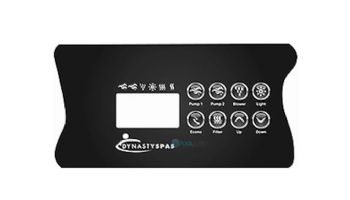 Dynasty Spas Topside Control Panel Overlay | K-85 in.XE 2 Pump | Dynasty Logo | 12669 | 14238 | 14299