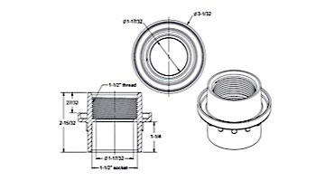 AquaStar Light Niche Return Fitting | Fits Over 1.5" Pipe | Light Gray | 3603