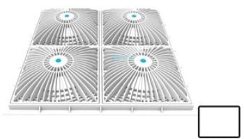 AquaStar 18" Square Mud Frame with Four 9" Square MoFlow Suction Outlet Cover | for 3/4" Deep Retrofits | White | 18MFNF101