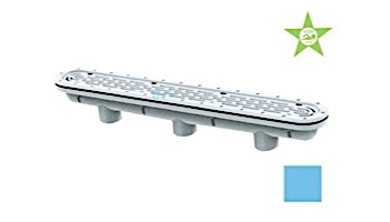 AquaStar 32" Channel Drain with 3 Port Sump/Flat Grate Anti-entrapment Suction Outlet Cover for Fiberglass (VGB Series) | Blue | 32CDFLFG104