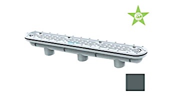 AquaStar 32" Channel Drain with 3 Port Sump/Flat Grate Anti-entrapment Suction Outlet Cover for Fiberglass (VGB Series) | Dark Gray | 32CDFLFG105