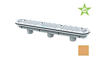 AquaStar 32" Channel Drain with 3 Port Sump/Flat Grate Anti-entrapment Suction Outlet Cover for Fiberglass (VGB Series) | Tan | 32CDFLFG108