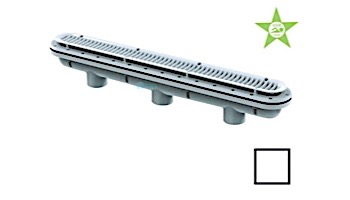 AquaStar 32" Channel Drain with 3 Port Sump/Debris Catcher Anti-entrapment Suction Outlet Cover for Fiberglass without Gasket (VGB Series) | White | 32CDLTFG101