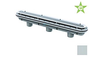 AquaStar 32" Channel Drain with 3 Port Sump/Debris Catcher Anti-entrapment Suction Outlet Cover for Fiberglass without Gasket (VGB Series) | Light Gray | 32CDLTFG103