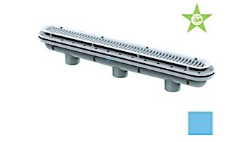 AquaStar 32" Channel Drain with 3 Port Sump/Debris Catcher Anti-entrapment Suction Outlet Cover for Fiberglass without Gasket (VGB Series) | Blue | 32CDLTFG104
