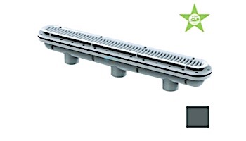 AquaStar 32" Channel Drain with 3 Port Sump/Debris Catcher Anti-entrapment Suction Outlet Cover for Fiberglass without Gasket (VGB Series) | Dark Gray | 32CDLTFG105
