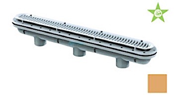 AquaStar 32" Channel Drain with 3 Port Sump/Debris Catcher Anti-entrapment Suction Outlet Cover for Fiberglass without Gasket (VGB Series) | White | 32CDLTFG101