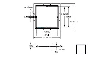 AquaStar 9" Square 3/4" Deep Frame Only/No Screws | White | 9FR101