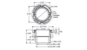 AquaStar 6" Bulkhead Adapter, 2.5" Thread, 2" Socket, with Gaskets and Locking Nut for Fiberglass/Steel | Blue | 6HA25T20S104