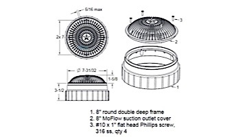 AquaStar 8" Round MoFlow Suction Outlet Cover with Double Deep Sump | Black | 8MF102A