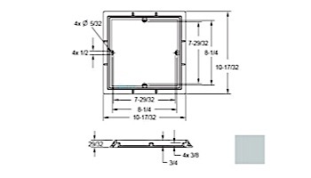 AquaStar 9" Square 3/4" Deep Frame Only/No Screws | Light Gray | 9FR103