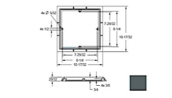 AquaStar 9" Square 3/4" Deep Frame Only/No Screws | Dark Gray | 9FR105