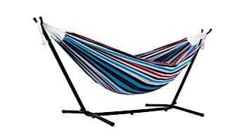 Vivere Double Cotton Hammock with White Stand | 9-Foot Denim | UHSDO9-W12