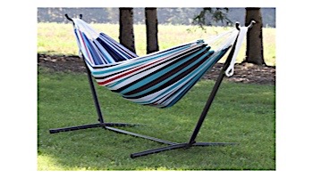 Vivere Double Cotton Hammock with White Stand | 9-Foot Denim | UHSDO9-W12