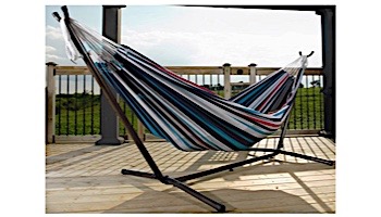 Vivere Double Cotton Hammock with White Stand | 9-Foot Denim | UHSDO9-W12