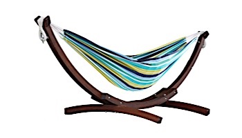 Vivere Double Cotton Hammock with Solid Pine Arc Stand | 8-Foot Cayo Reef | C8SPCT-29