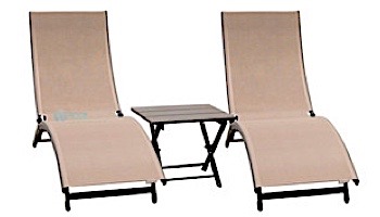Vivere Coral Springs 3-Piece Lounger Set with Table | Macchiato | CORL3-MA