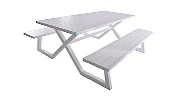 Vivere Banquet Deluxe 8-Seat Picnic Table | White | BDAT-WH