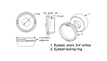 AquaStar Standard 3/4" Eyeball and Nut Only | Light Gray | ENB103