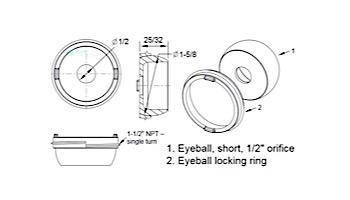 AquaStar Choice 1/2" Orifice Eyeball and Nut | Clear | ENC100