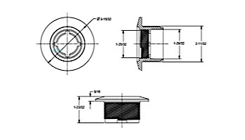 AquaStar Large Wall Fitting with 1 1/2" FPT with Vinyl Gasket and Lock Nut | Light Gray | ES1022V03