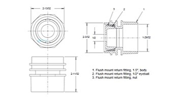 AquaStar Choice Flush Mount Return/Water Barrier with 1.5" Socket With 1/2" Orifice | Clear | JE3100C