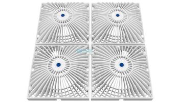 AquaStar Four 9" Square Retrofit MoFlow Suction Outlet Covers and Screws | White | R18MFNF101