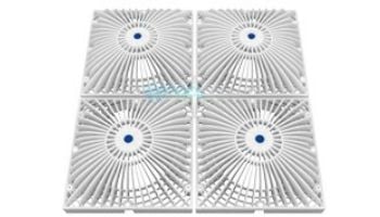 AquaStar Four 9" Square Retrofit MoFlow Suction Outlet Covers and Screws | White | R18MFNF101