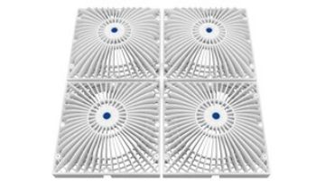 AquaStar Four 9" Square Retrofit MoFlow Suction Outlet Covers and Screws | White | R18MFNF101