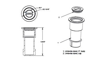AquaStar 5" Umbrealla Stands with Sleeve and Center Cap | Clear | SMUS100