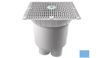 AquaStar 12"x12" Wave Suction Outlet & Vented Riser Ring with 2 Port Double Deep Sump Bucket | Blue | WAV12WR104B
