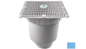AquaStar 12"x12" Square Wave Grate  & Vented Riser Ring with Double Deep Sump Bucket with 4" Socket (VGB Series) | Blue | WAV12WR104D