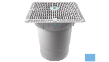 AquaStar 12"x12" Square Wave Grate  & Vented Riser Ring with Double Deep Sump Bucket with 6" Socket (VGB Series) | Blue | WAV12WR104F