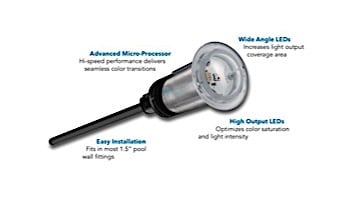 J&J Electronics ColorSplash VU Nicheless RGB-W Series LED Pool and Spa Light Fixture | 20W 12V 50' Cord | LPL-R2CW-12-50 25013