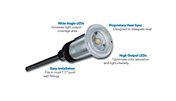 J&J Electronics PureWhite VU Nicheless LED Pool and Spa Light Fixture | 8W 12V 150' Cord | LPL-R1W-12-150 25003