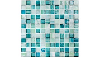 National Pool Tile Santorini Series 1x1 Glass Tile | Cerulean Aqua | SAN-AQUA