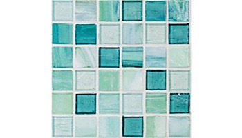 National Pool Tile Santorini Series 1x1 Glass Tile | Cerulean Aqua | SAN-AQUA