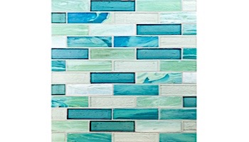 National Pool Tile Santorini Series 1x4 Glass Tile | Cerulean Aqua | SAN-AQUA1x4