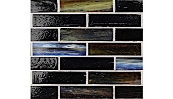 National Pool Tile Santorini Series 1x4 Glass Tile | Umbria Black | SAN-BLACK1X4