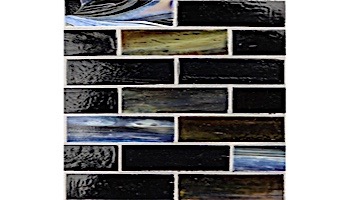 National Pool Tile Santorini Series 1x4 Glass Tile | Umbria Black | SAN-BLACK1X4