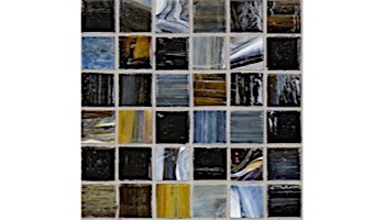 National Pool Tile Santorini Series 1x1 Glass Tile | Umbria Black | SAN-BLACK