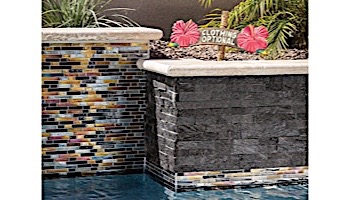 National Pool Tile Natural Ledgerstone 6x16 Corner | Black Quartz | 130120