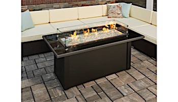 Outdoor GreatRoom Monte Carlo Linear Gas Fire Pit Table | MCR-1242-BLK-K
