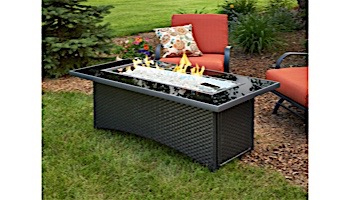 Outdoor GreatRoom Black Montego Linear Gas Fire Pit Table | MG-1242-BLK-K