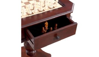 Hathaway Fortress 28-In Chess 3-in-1 Pedestal Game Table Set with Chairs | Mahogany | NG2995 BG2995