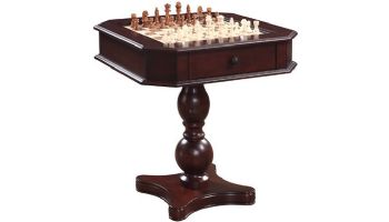 Hathaway Fortress 28-In Chess 3-in-1 Pedestal Game Table Set with Chairs | Mahogany | NG2995 BG2995